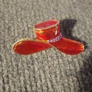 Vintage red enamel hat pin